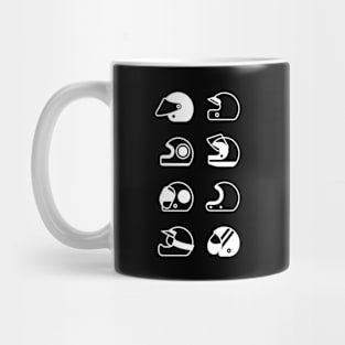 Illustration of stylized black and white motorcycle helmet Mug